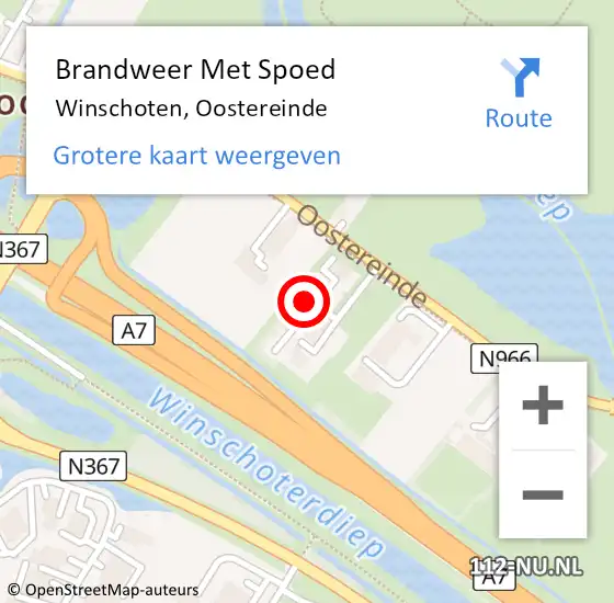 Locatie op kaart van de 112 melding: Brandweer Met Spoed Naar Winschoten, Oostereinde op 5 september 2023 18:50