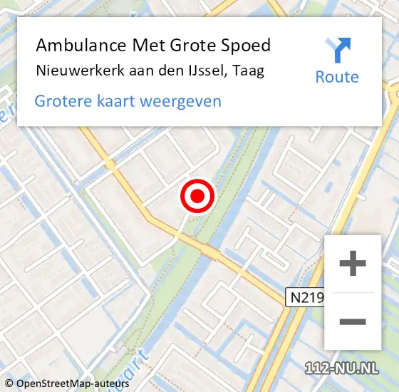 Locatie op kaart van de 112 melding: Ambulance Met Grote Spoed Naar Nieuwerkerk aan den IJssel, Taag op 7 september 2014 03:05