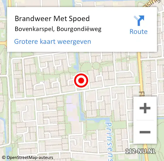 Locatie op kaart van de 112 melding: Brandweer Met Spoed Naar Bovenkarspel, Bourgondiëweg op 5 september 2023 19:04