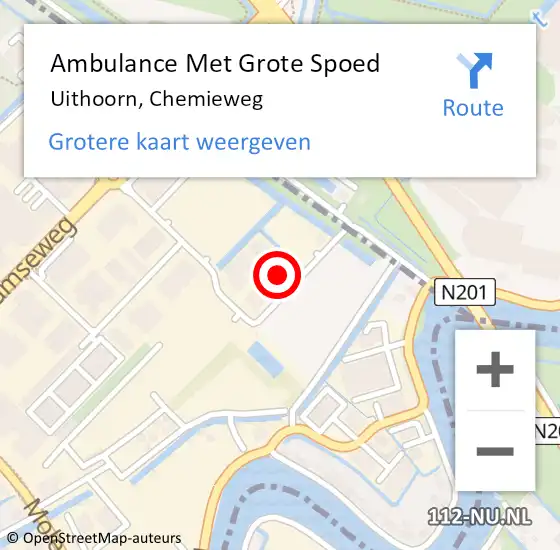 Locatie op kaart van de 112 melding: Ambulance Met Grote Spoed Naar Uithoorn, Chemieweg op 5 september 2023 19:11