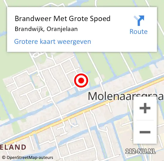 Locatie op kaart van de 112 melding: Brandweer Met Grote Spoed Naar Brandwijk, Oranjelaan op 7 september 2014 03:08