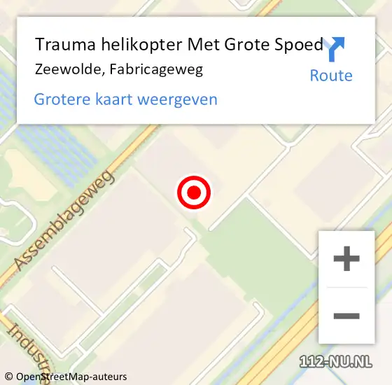 Locatie op kaart van de 112 melding: Trauma helikopter Met Grote Spoed Naar Zeewolde, Fabricageweg op 5 september 2023 19:13