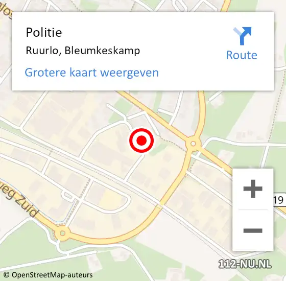 Locatie op kaart van de 112 melding: Politie Ruurlo, Bleumkeskamp op 5 september 2023 19:25