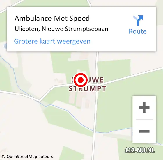 Locatie op kaart van de 112 melding: Ambulance Met Spoed Naar Ulicoten, Nieuwe Strumptsebaan op 7 september 2014 03:18