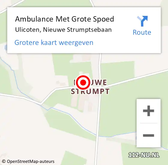 Locatie op kaart van de 112 melding: Ambulance Met Grote Spoed Naar Ulicoten, Nieuwe Strumptsebaan op 7 september 2014 03:19