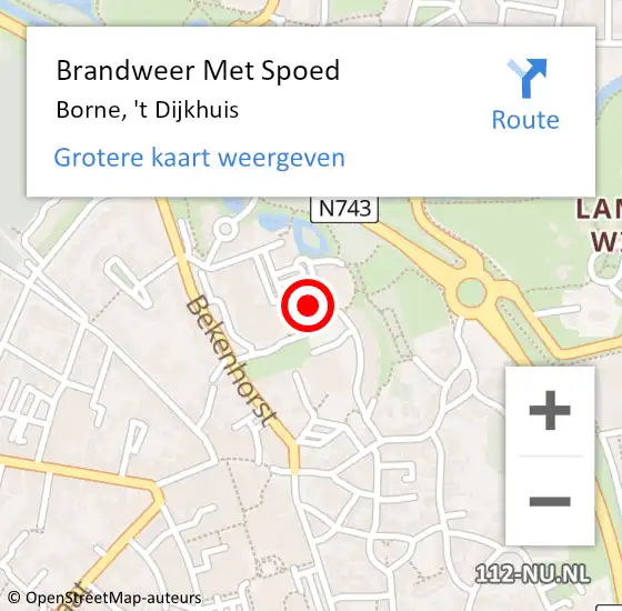 Locatie op kaart van de 112 melding: Brandweer Met Spoed Naar Borne, 't Dijkhuis op 5 september 2023 20:09
