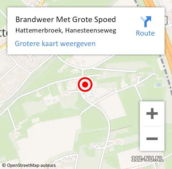 Locatie op kaart van de 112 melding: Brandweer Met Grote Spoed Naar Hattemerbroek, Hanesteenseweg op 5 september 2023 20:11