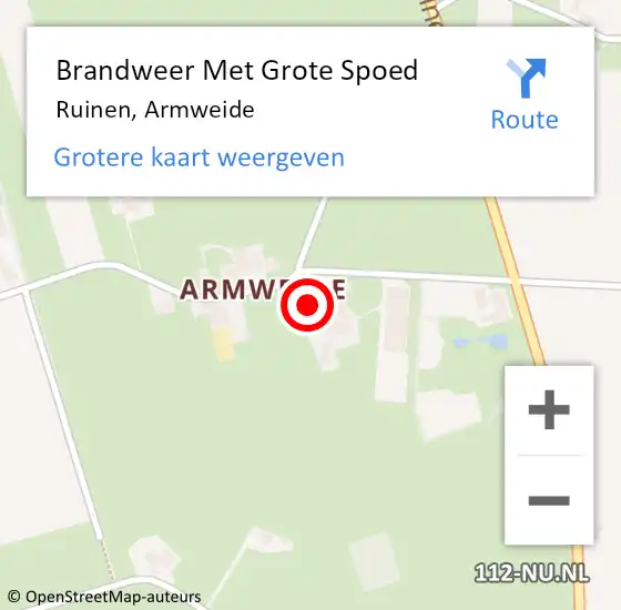 Locatie op kaart van de 112 melding: Brandweer Met Grote Spoed Naar Ruinen, Armweide op 5 september 2023 20:14