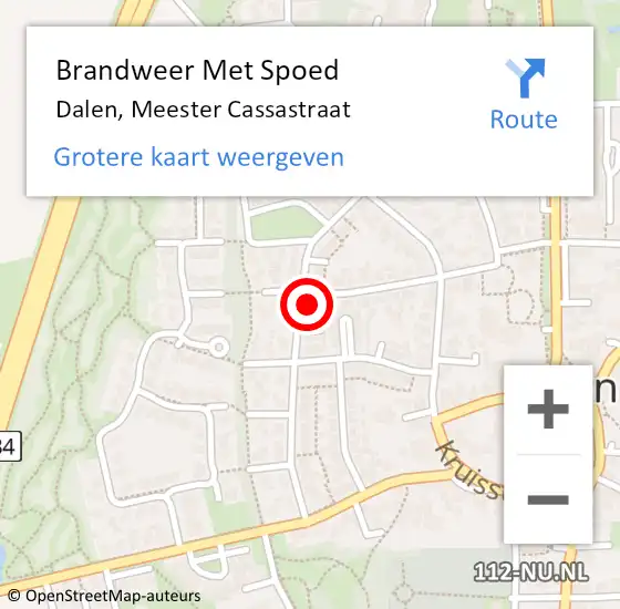 Locatie op kaart van de 112 melding: Brandweer Met Spoed Naar Dalen, Meester Cassastraat op 5 september 2023 20:25