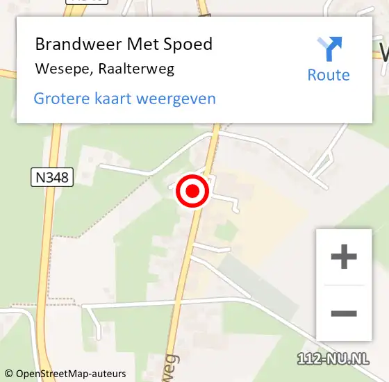 Locatie op kaart van de 112 melding: Brandweer Met Spoed Naar Wesepe, Raalterweg op 5 september 2023 20:41
