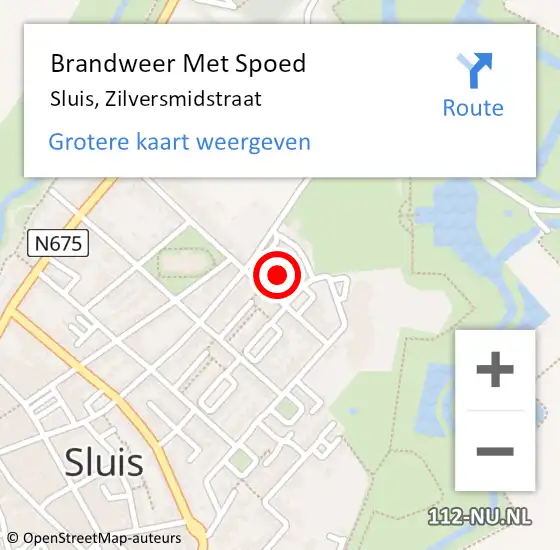 Locatie op kaart van de 112 melding: Brandweer Met Spoed Naar Sluis, Zilversmidstraat op 5 september 2023 20:52