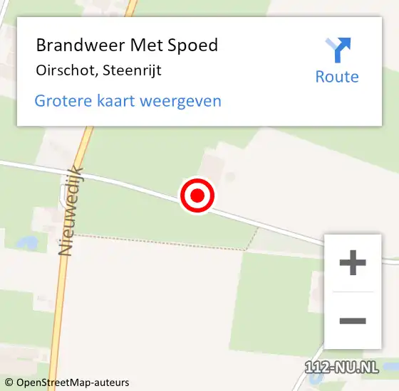 Locatie op kaart van de 112 melding: Brandweer Met Spoed Naar Oirschot, Steenrijt op 5 september 2023 21:08