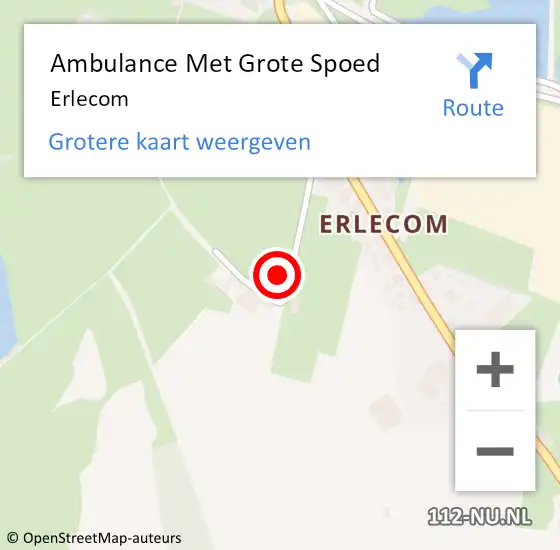 Locatie op kaart van de 112 melding: Ambulance Met Grote Spoed Naar Erlecom op 5 september 2023 21:34