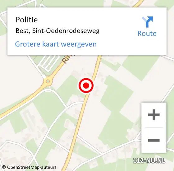 Locatie op kaart van de 112 melding: Politie Best, Sint-Oedenrodeseweg op 5 september 2023 22:03