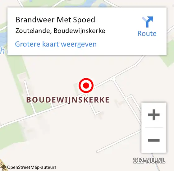 Locatie op kaart van de 112 melding: Brandweer Met Spoed Naar Zoutelande, Boudewijnskerke op 5 september 2023 22:06