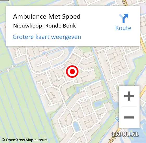 Locatie op kaart van de 112 melding: Ambulance Met Spoed Naar Nieuwkoop, Ronde Bonk op 5 september 2023 22:19