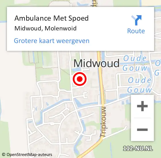 Locatie op kaart van de 112 melding: Ambulance Met Spoed Naar Midwoud, Molenwoid op 6 september 2023 00:00