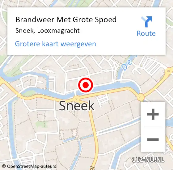 Locatie op kaart van de 112 melding: Brandweer Met Grote Spoed Naar Sneek, Looxmagracht op 6 september 2023 00:16