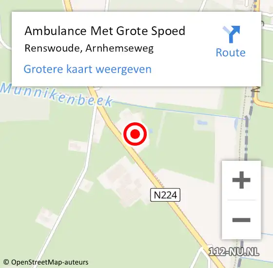 Locatie op kaart van de 112 melding: Ambulance Met Grote Spoed Naar Renswoude, Arnhemseweg op 7 september 2014 04:17