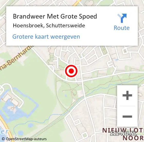 Locatie op kaart van de 112 melding: Brandweer Met Grote Spoed Naar Hoensbroek, Schuttersweide op 6 september 2023 01:10