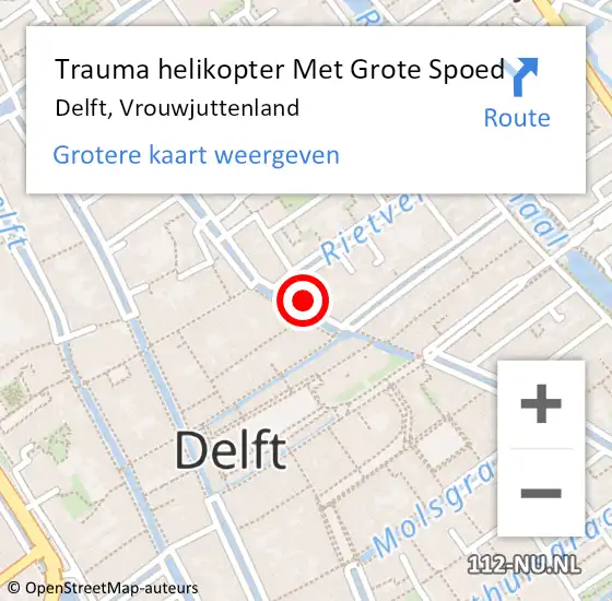 Locatie op kaart van de 112 melding: Trauma helikopter Met Grote Spoed Naar Delft, Vrouwjuttenland op 6 september 2023 01:14