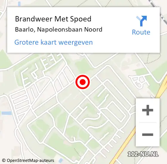 Locatie op kaart van de 112 melding: Brandweer Met Spoed Naar Baarlo, Napoleonsbaan Noord op 6 september 2023 01:55