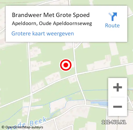 Locatie op kaart van de 112 melding: Brandweer Met Grote Spoed Naar Apeldoorn, Oude Apeldoornseweg op 6 september 2023 03:27