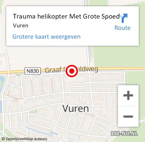 Locatie op kaart van de 112 melding: Trauma helikopter Met Grote Spoed Naar Vuren op 6 september 2023 04:00