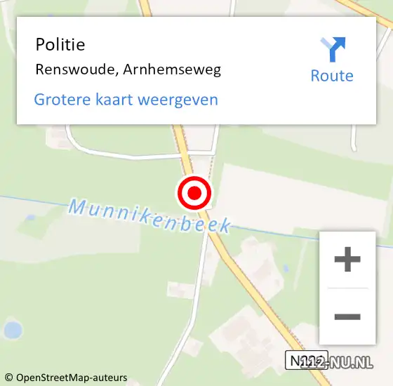 Locatie op kaart van de 112 melding: Politie Renswoude, Arnhemseweg op 7 september 2014 04:40