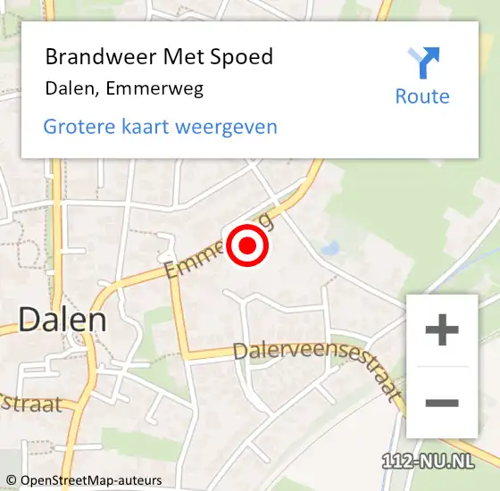 Locatie op kaart van de 112 melding: Brandweer Met Spoed Naar Dalen, Emmerweg op 6 september 2023 05:05