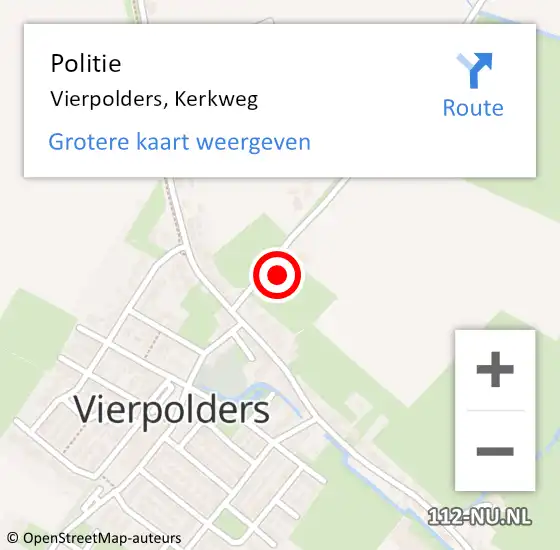 Locatie op kaart van de 112 melding: Politie Vierpolders, Kerkweg op 6 september 2023 05:16