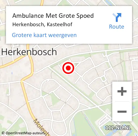 Locatie op kaart van de 112 melding: Ambulance Met Grote Spoed Naar Herkenbosch, Kasteelhof op 6 september 2023 06:44