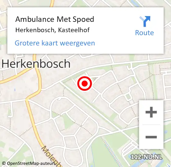 Locatie op kaart van de 112 melding: Ambulance Met Spoed Naar Herkenbosch, Kasteelhof op 6 september 2023 07:04