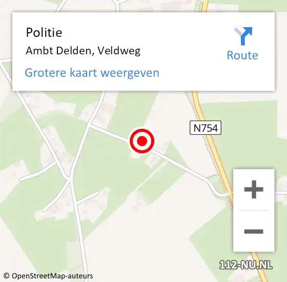 Locatie op kaart van de 112 melding: Politie Ambt Delden, Veldweg op 6 september 2023 07:18
