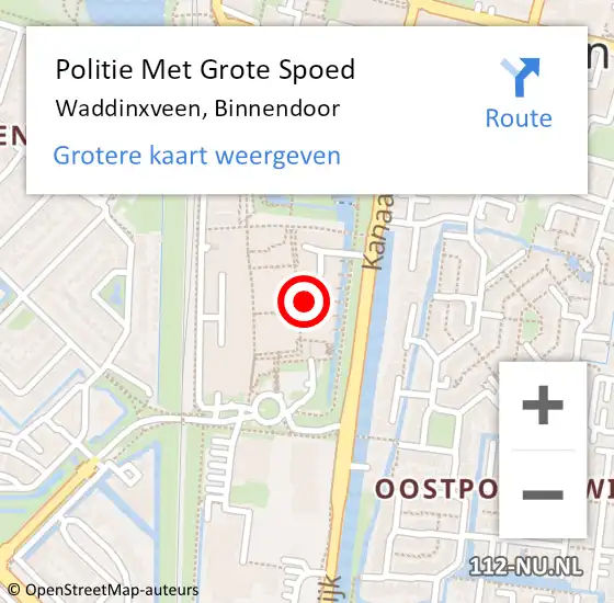 Locatie op kaart van de 112 melding: Politie Met Grote Spoed Naar Waddinxveen, Binnendoor op 6 september 2023 07:32