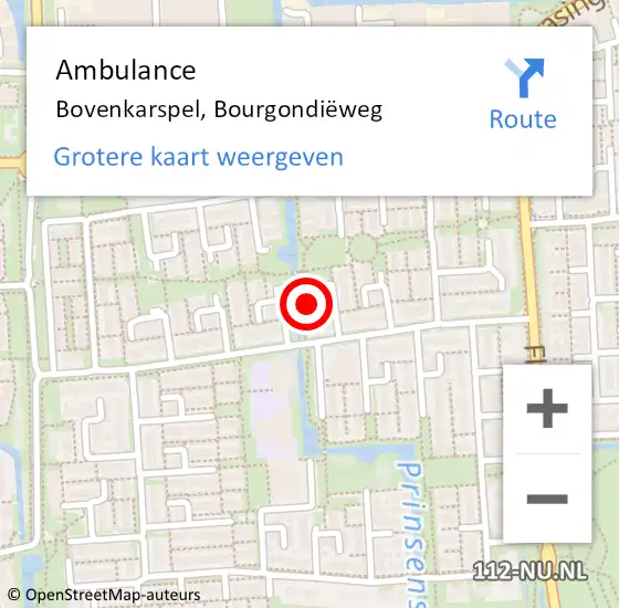 Locatie op kaart van de 112 melding: Ambulance Bovenkarspel, Bourgondiëweg op 6 september 2023 07:34