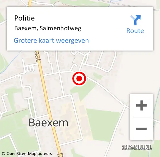 Locatie op kaart van de 112 melding: Politie Baexem, Salmenhofweg op 6 september 2023 07:39
