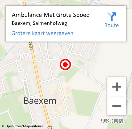 Locatie op kaart van de 112 melding: Ambulance Met Grote Spoed Naar Baexem, Salmenhofweg op 6 september 2023 07:39
