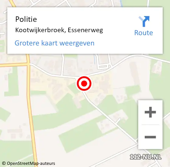 Locatie op kaart van de 112 melding: Politie Kootwijkerbroek, Essenerweg op 6 september 2023 07:51