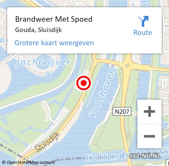 Locatie op kaart van de 112 melding: Brandweer Met Spoed Naar Gouda, Sluisdijk op 6 september 2023 07:53