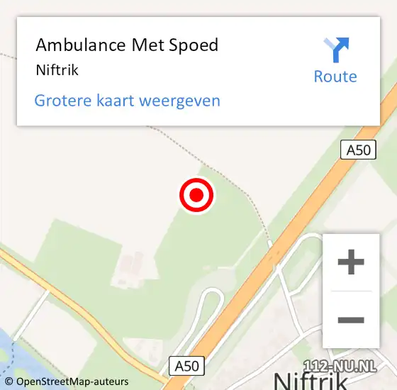 Locatie op kaart van de 112 melding: Ambulance Met Spoed Naar Niftrik op 6 september 2023 08:04
