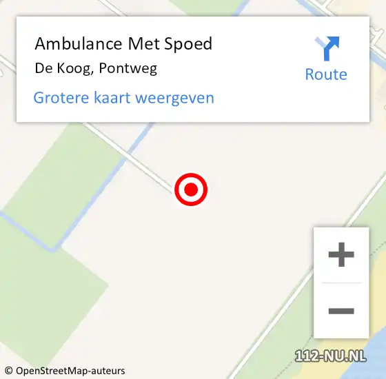 Locatie op kaart van de 112 melding: Ambulance Met Spoed Naar De Koog, Pontweg op 6 september 2023 08:07