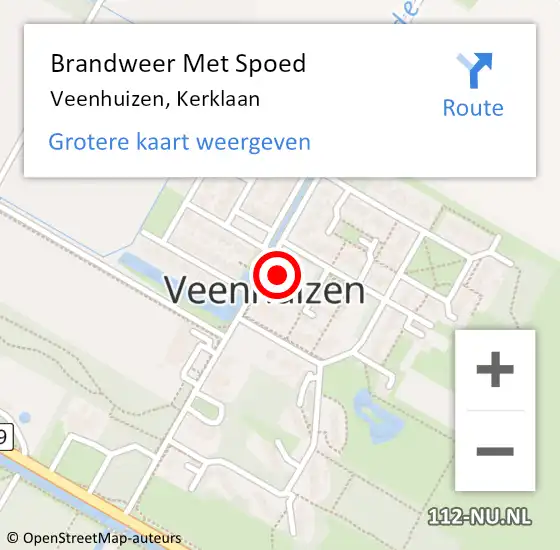 Locatie op kaart van de 112 melding: Brandweer Met Spoed Naar Veenhuizen, Kerklaan op 6 september 2023 08:27