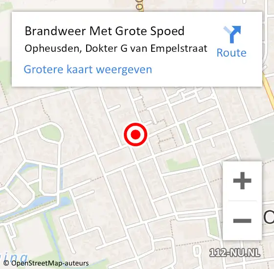 Locatie op kaart van de 112 melding: Brandweer Met Grote Spoed Naar Opheusden, Dokter G van Empelstraat op 6 september 2023 08:39