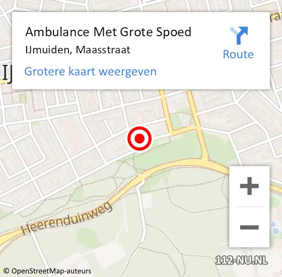 Locatie op kaart van de 112 melding: Ambulance Met Grote Spoed Naar IJmuiden, Maasstraat op 6 september 2023 08:48