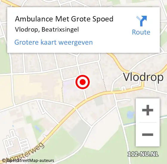 Locatie op kaart van de 112 melding: Ambulance Met Grote Spoed Naar Vlodrop, Beatrixsingel op 6 september 2023 08:50