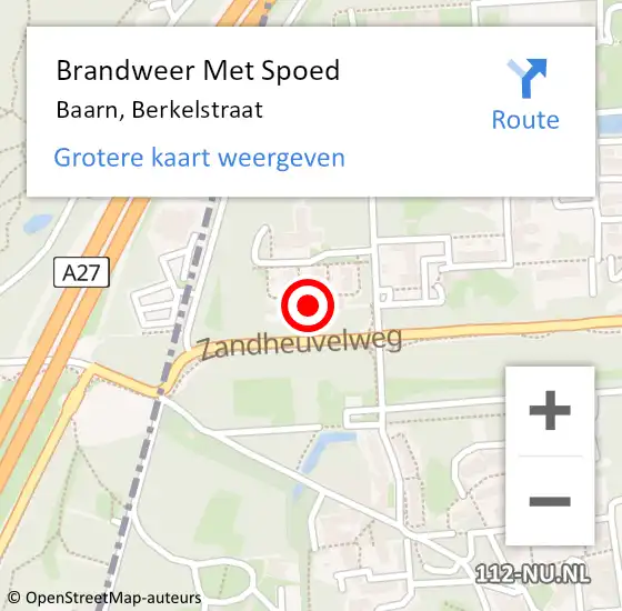 Locatie op kaart van de 112 melding: Brandweer Met Spoed Naar Baarn, Berkelstraat op 6 september 2023 08:56