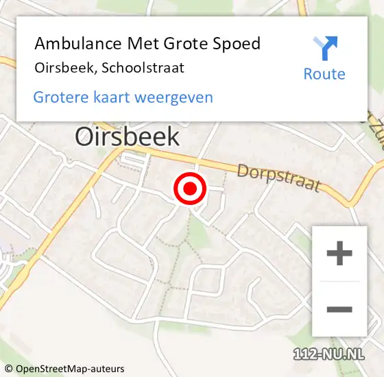 Locatie op kaart van de 112 melding: Ambulance Met Grote Spoed Naar Oirsbeek, Schoolstraat op 7 september 2014 05:30