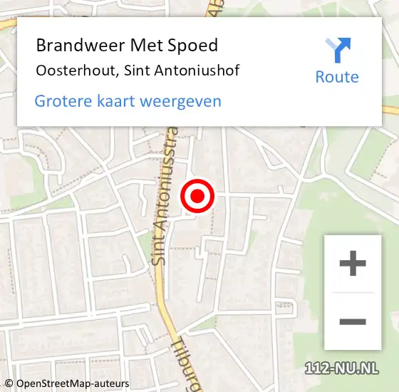 Locatie op kaart van de 112 melding: Brandweer Met Spoed Naar Oosterhout, Sint Antoniushof op 6 september 2023 09:09