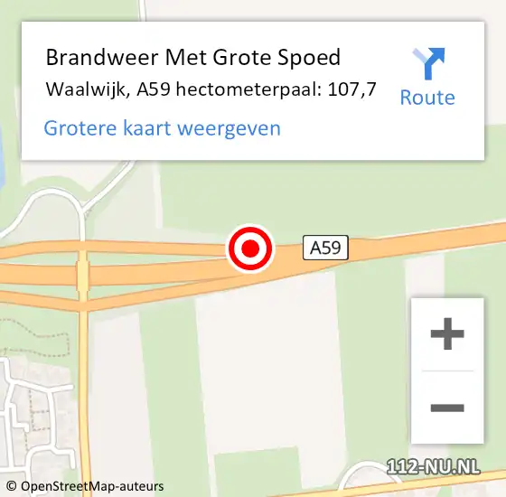 Locatie op kaart van de 112 melding: Brandweer Met Grote Spoed Naar Waalwijk, A59 hectometerpaal: 107,7 op 6 september 2023 09:58